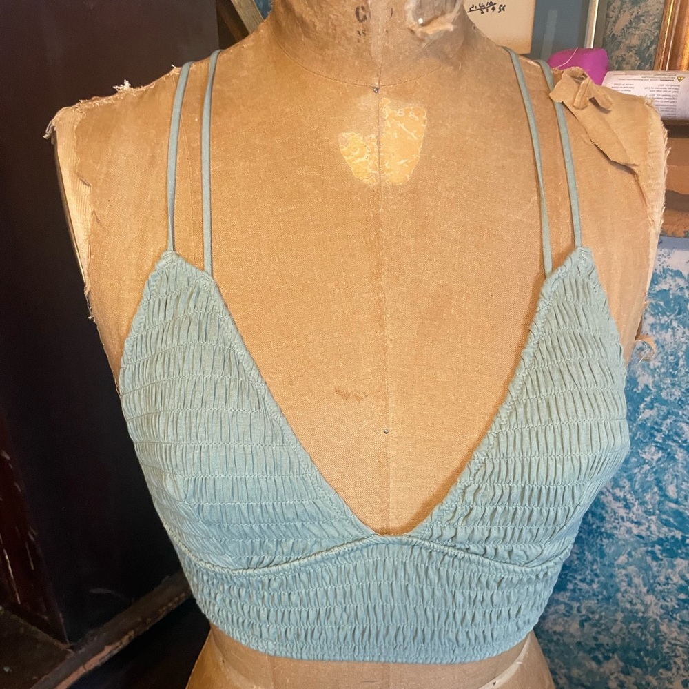 Green low cut stretchy bralette size m (PINK by Victoria secret )